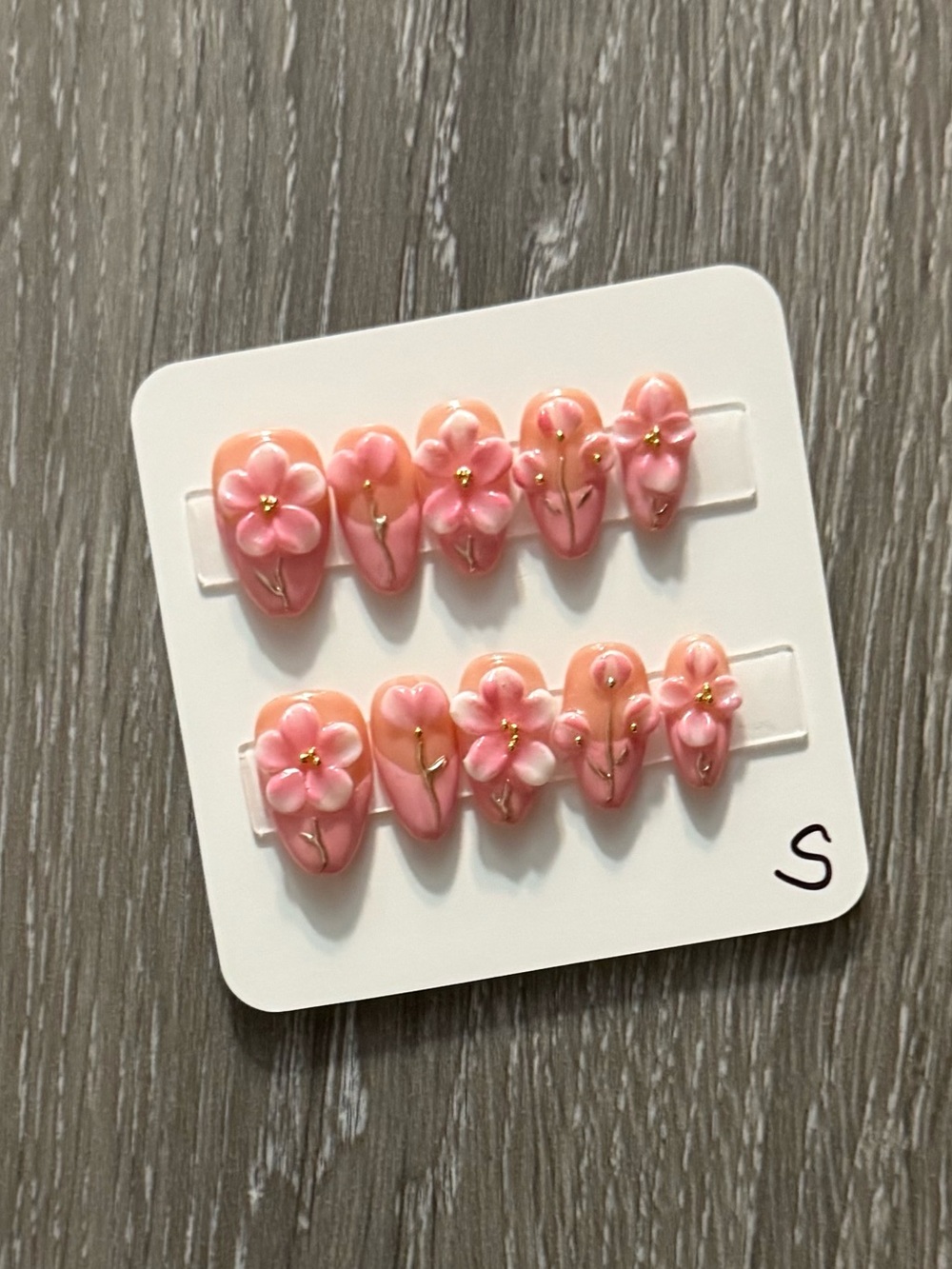 Pink Floral 3D Press-On Nails – Charming Pink Flower Design